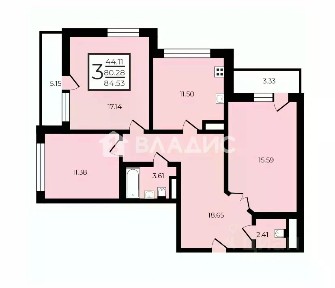 Продается 3-комн. квартира, 80,9 м²
