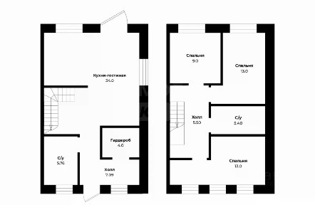 Продается 2-этажный таунхаус, 96,4 м²