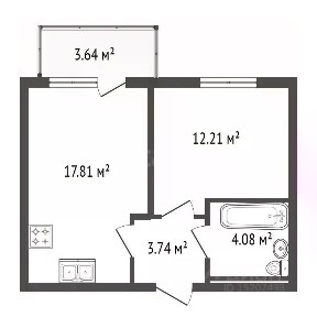 Продается 1-комн. квартира, 37,4 м²
