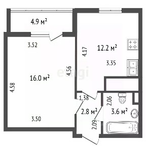 Продается 1-комн. квартира, 34,9 м²