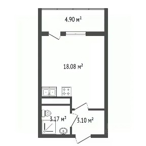 Продается студия, 24,35 м²