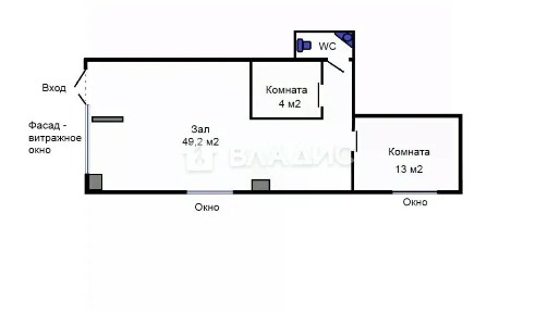 Продается торговая площадь, 68,1 м²