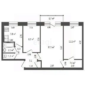 Продается 3-комн. квартира, 56 м²