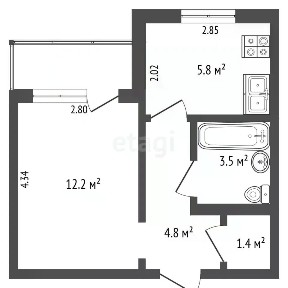 Продается 1-комн. квартира, 27,7 м²