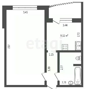 Продается 1-комн. квартира, 43,6 м²