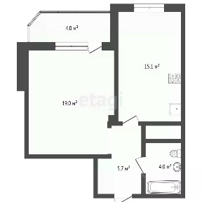 Продается 1-комн. квартира, 44,1 м²