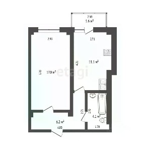 Продается 1-комн. квартира, 38,6 м²