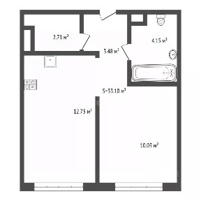Продается 1-комн. квартира, 33,1 м²