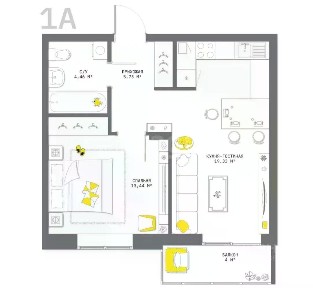 Продается 1-комн. квартира, 46,96 м²