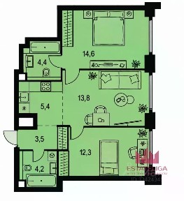 Продается 2-комн. квартира, 59,6 м²