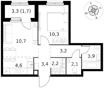 Продается 2-комн. квартира, 42,1 м²