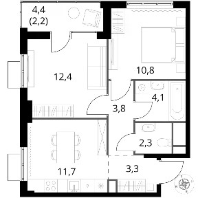 Продается 2-комн. квартира, 50,6 м²