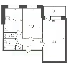 Продается 2-комн. квартира, 43,8 м²