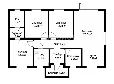 Продается 1-этажный дом, 104 м²