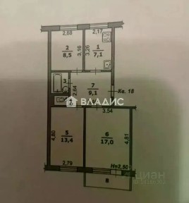 Продается 3-комн. квартира, 60,7 м²