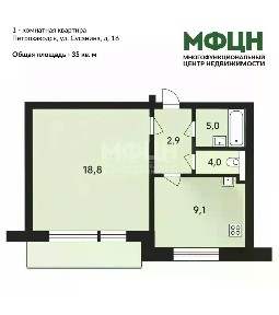 Продается 1-комн. квартира, 35 м²