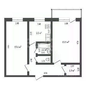 Продается 2-комн. квартира, 44,2 м²