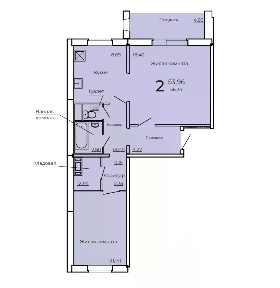 Продается 2-комн. квартира, 56,28 м²