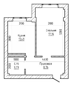 Продается 1-комн. квартира, 43,5 м²