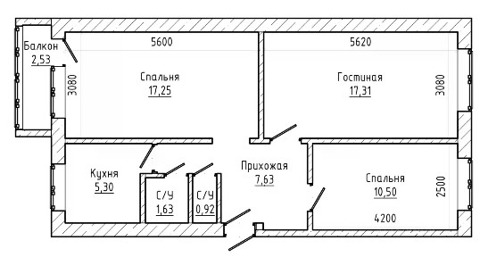 Продается 3-комн. квартира, 61,5 м²