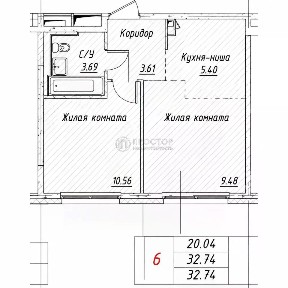 Продается 1-комн. квартира, 32,8 м²