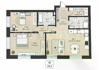 Продается 2-комн. квартира, 70,2 м²