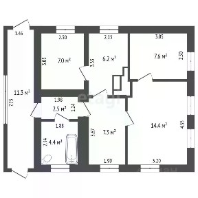Продается 1-этажный дом, 67,4 м²