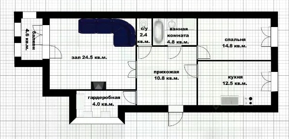 Продается 2-комн. квартира, 73,8 м²