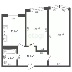 Продается 2-комн. квартира, 63,4 м²