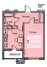 Продается 1-комн. квартира, 42 м²