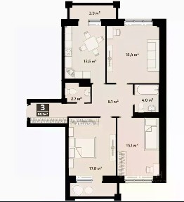 Продается 3-комн. квартира, 88,9 м²