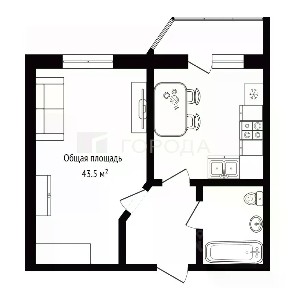 Продается 1-комн. квартира, 43,5 м²