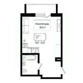 Продается студия, 30,9 м²