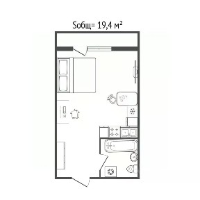 Продается студия, 19,4 м²