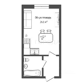 Продается студия, 26,1 м²