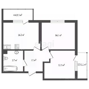 Продается 2-комн. квартира, 56,2 м²