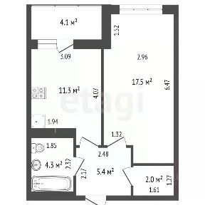 Продается 1-комн. квартира, 43,6 м²