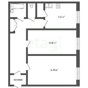 Продается 2-комн. квартира, 59,6 м²