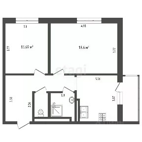Продается 2-комн. квартира, 55,6 м²