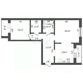 Продается 2-комн. квартира, 74 м²