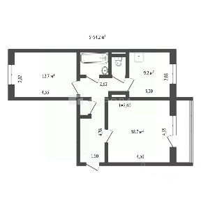 Продается 2-комн. квартира, 54,2 м²