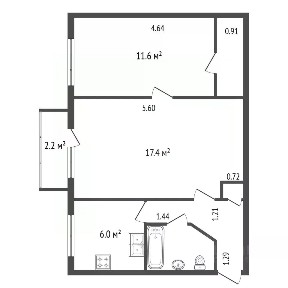 Продается 2-комн. квартира, 44,7 м²