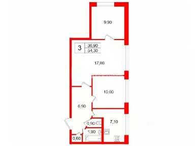 Продается 3-комн. квартира, 54,3 м²
