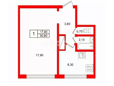 Продается 1-комн. квартира, 30,6 м²