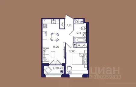 Продается 1-комн. квартира, 36,32 м²
