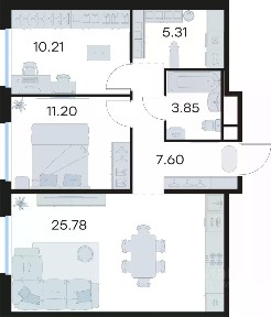Продается 1-комн. квартира, 64,5 м²