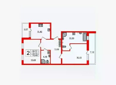 Продается 2-комн. квартира, 71,7 м²