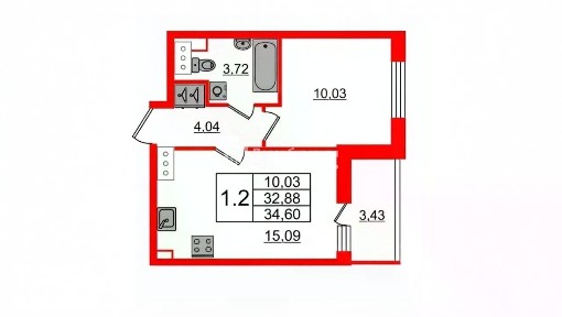 Продается 1-комн. квартира, 34,6 м²