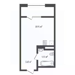 Продается студия, 35,4 м²
