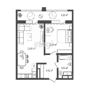 Продается 1-комн. квартира, 51,4 м²